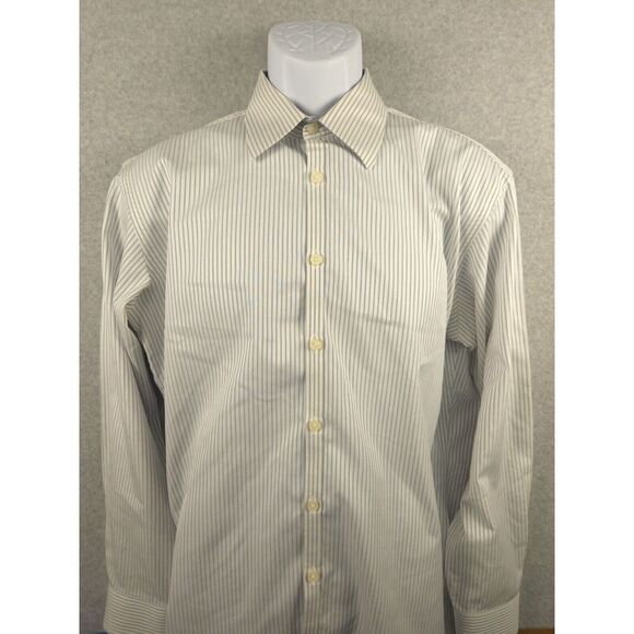 Jhane Barnes Other - Jhane Barnes Men's Dress Shirt 18-32/33 Long Sleeve Large White Silver Stripe